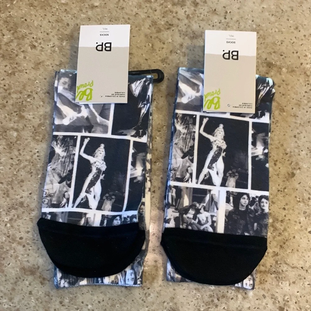 NWT 2 Pair BP. Brand Black Archival Print Socks from Nordstrom